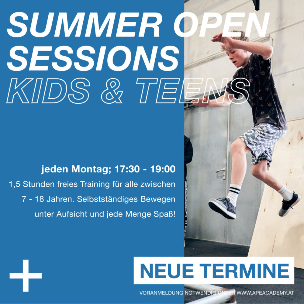 Sommer Zeiten Open Sessions Kids/Teens apeacademy.at
